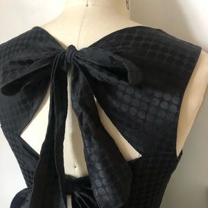 Vintage Back Bow Black Polka Dot Mini Dress